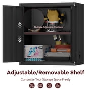 Marcree Metal Wall Cabinets for Garage, Garage Cabinets Wall Mount, Steel Floating Hanging Storage Cabinet with Doors and Adjustable Shelf for Utility Room, Black