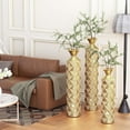thumbnail image 5 of Tall Floor Vase Large Vintage Modern Set Oversized Metal Vases for Decor Living Room Gold Decorative (3D Triangle), 5 of 6