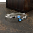thumbnail image 4 of 925 Silver Plated Natural Chalcedony Cuff Bracelet for Women - Blue Stone March Birthstone Adjustable Open Bangle Handmade Jewelry - Gift for Birthday Christmas Wedding, 4 of 6
