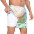 thumbnail image 2 of joogoo Men's Baseball with Leaf Swim Trunks with Liner Pocket Beach Shorts Medium, 2 of 9