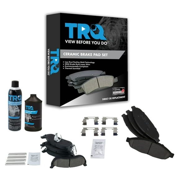 TRQ Ceramic Brake Pad Front & Rear Kit w/Chemicals for Chrysler Pacifica SUV BFA15135