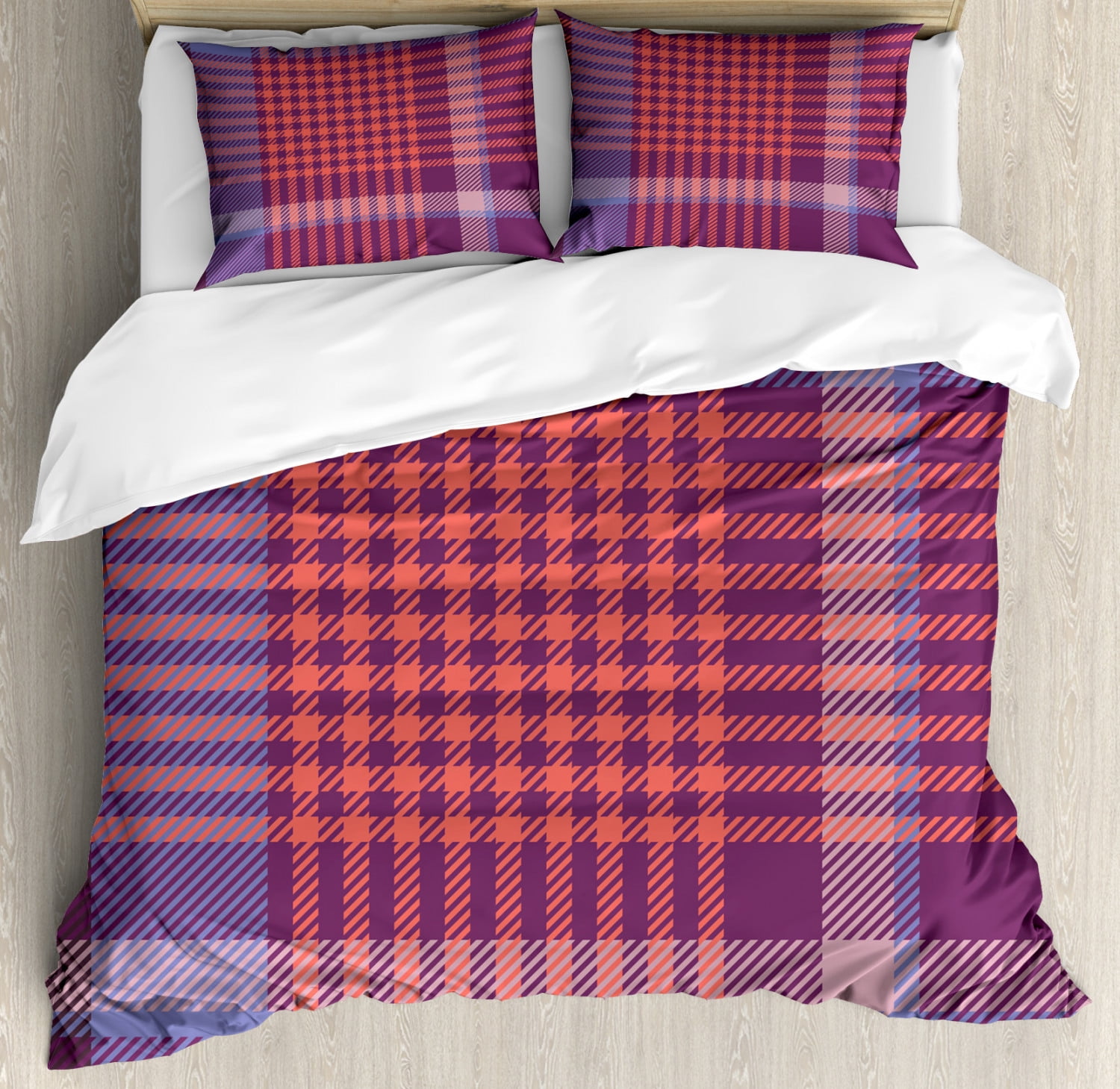 Checkered Duvet Cover Set, Retro British Irish Cultural Pattern of