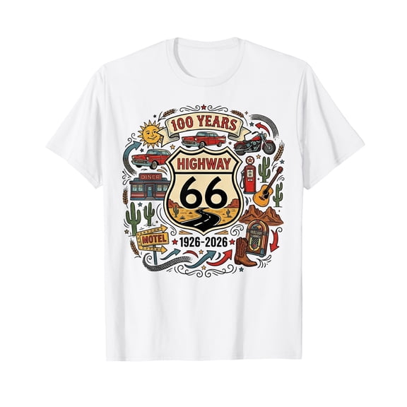 Highway 66 100 Years Centennial 1926-2026 Road Trip Vintage T-Shirt