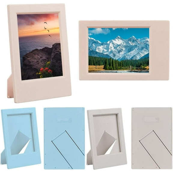 6 Pack 3 Colors Pink Picture Frame 2x3 Photo Frames Small Colorful Plastic Lightweight Cute Rectangle Mini Film Photo Holder with Mat Multi Pack for Tabletop Display Mothers Day Couples Party