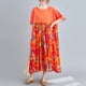 thumbnail image 5 of Vestido vintage de lino de algodón, empalme con estampado, cuello redondo, bolsillo de manga corta Irfora Cuello redondo naranja, 5 of 7