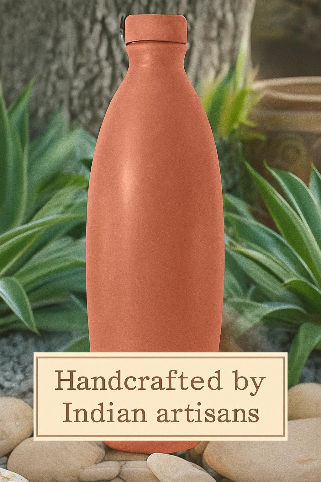 PrakRtyA: Clay Water Bottle for Drinking – Handmade Terracotta Earthen Bottle | Natural Mitti Water Bottle | Eco-Friendly, BPA-Free, Chemical-Free, Reusable Water Container