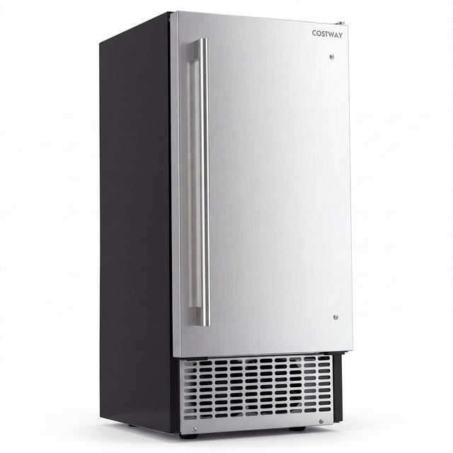 Costway Freestanding Ice Maker, 110 lbs/24H Undercounter/ Ice Machine with 25 lbs Capacity Silver&Black