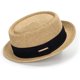 thumbnail image 1 of Sombrero de paja plano para mujer, sombrero de Panamá de playa de verano, ajustable, 1 of 6