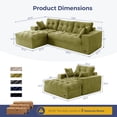 thumbnail image 4 of BYBYME Sofa Couch and Chaise Lounge,L Shaped Cloud-Plush Corduroy Boneless Floor Sofa Bed,Tufted Upholstered Sleeper Chair for Living Room,Green, 4 of 7