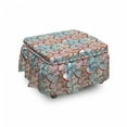 thumbnail image 1 of Abstract Ottoman Cover, Soft Colored Tangled Lines, 2 Piece Slipcover Set with Ruffle Skirt for Square Round Cube Footstool Decorative Home Accent, Standard Size, Multicolor, by Ambesonne, 1 of 5