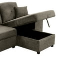 thumbnail image 6 of Euroco L-Shaped Sectional Sofa Bed with Side Shelf and 2 Stools, Reversible Sleeper Pull-Out Sofa Bed for Living Room, Charcoal Brown, 6 of 7