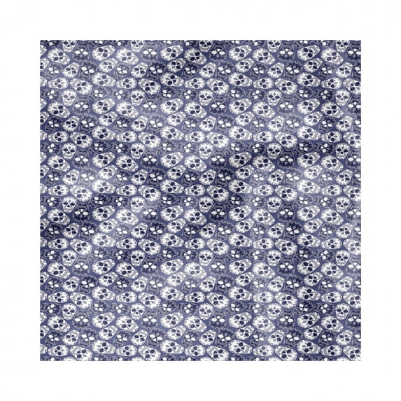 Mexican Decorative Napkins Set of 4, Sugar Skull Pattern with Latin American Culture Motifs, Silky Satin Fabric for Brunch Dinner Party, 12", Blue Violet White, by Ambesonne