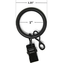 Urbanest 1" Metal Curtain Rings With Clips and Eyelets, Matte Black, Set of 20