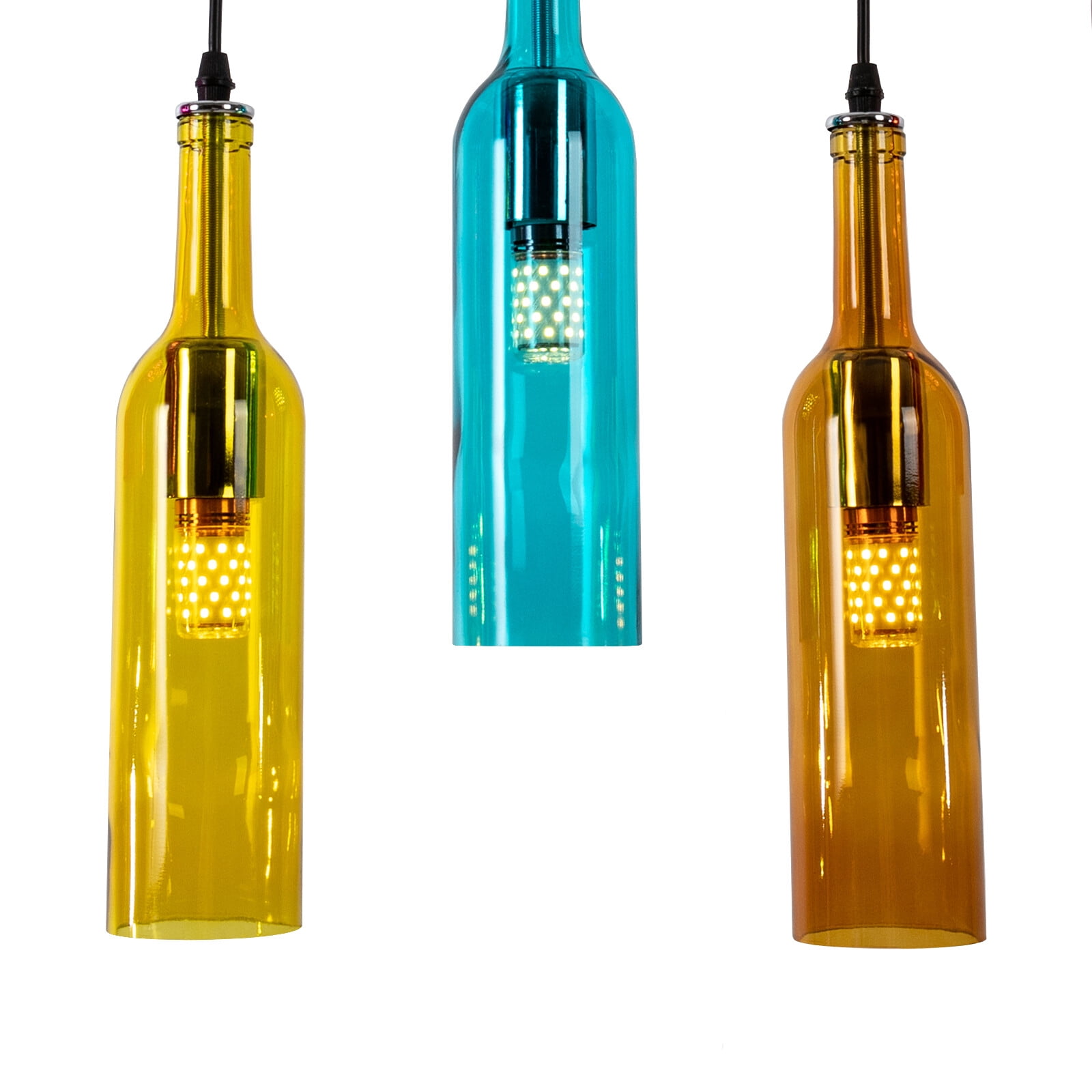 Retro 5 Wine Bottle Pendant Lamp Restaurant Bar Ceiling Hanging Light Fixture 220V 200W 21.25*2.4in for Living Rooms, Bedrooms, Bars