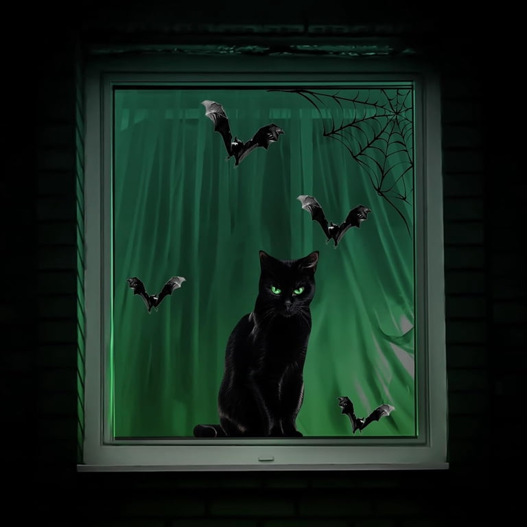 Extra Large Halloween Window Clings Halloween Black Cat Window Clings ...