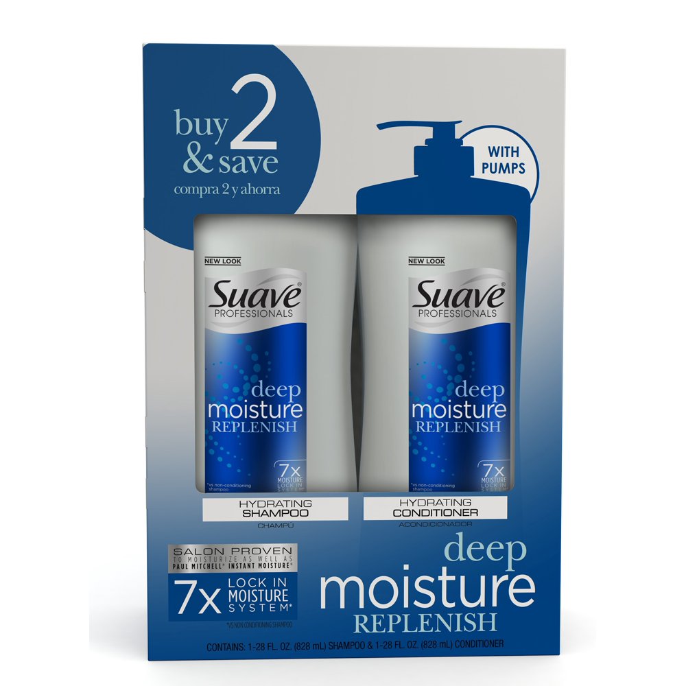 Suave Moisturizing Shampoo and Conditioner Deep Moisture 28 oz, 2 count