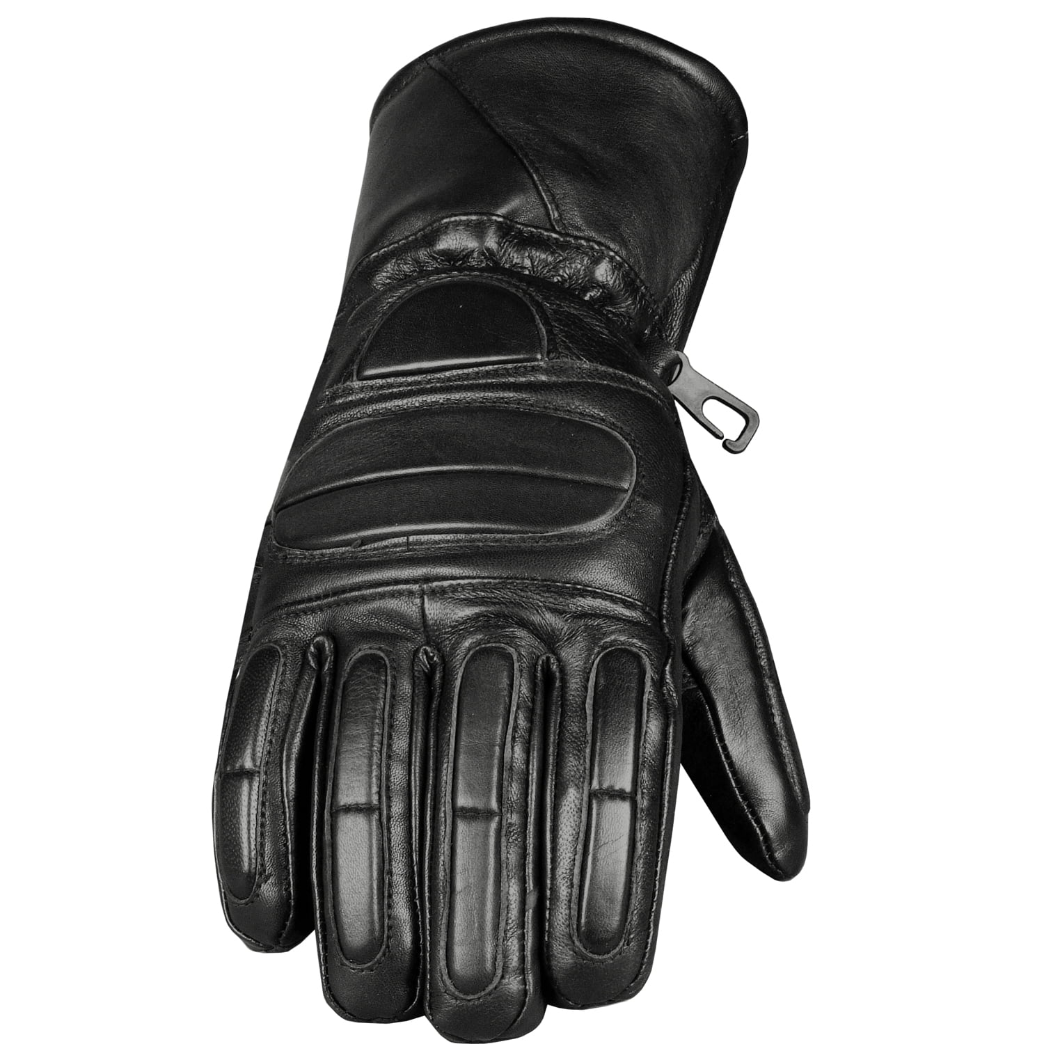 Men’s Winter Gauntlet Motorcycle Gloves, 100% Natural Sheep Leather, Thinsulate Thermal Heated Lining, Full Windproof Cold Weather Water Resistant, Reinforced Warm Biker Driving Glove Black XL