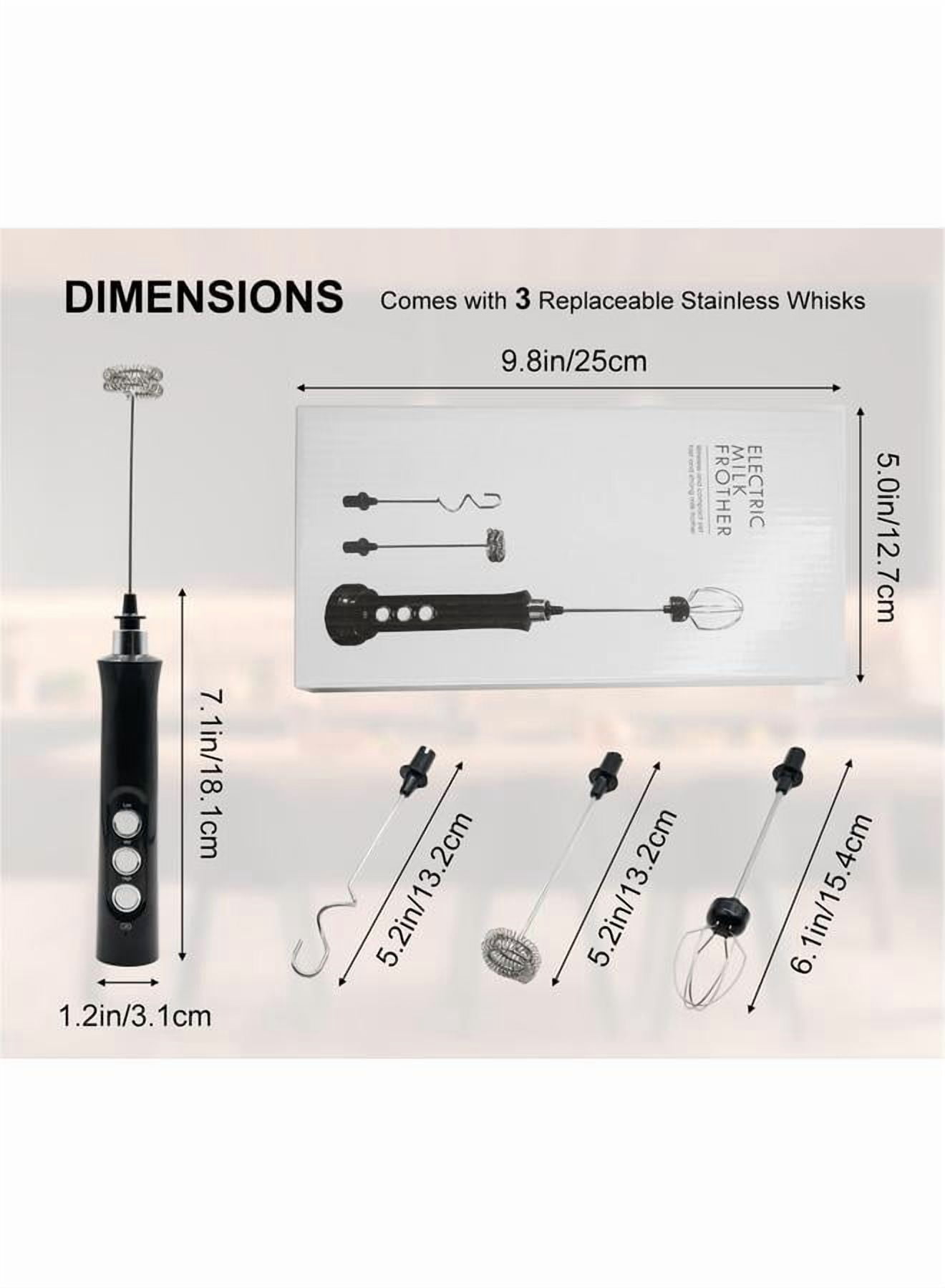 Electric Milk Frother Maker With Whisk Set Black/Silver，USB Electric Drink Mixer Handheld Matcha Whisk Set, Mini Blender Coffee Frother Wand Lattes, Powerful Hand Held Mixer Wand Frother - Black