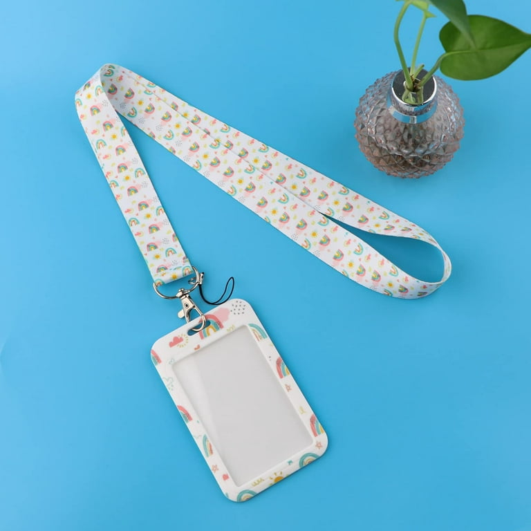 Beemorita Cute Boho Rainbow Lanyard Badge Holder for Keys for Women School  Girls Aesthetic White Preppy Key Card ID Lanyard Keychain 