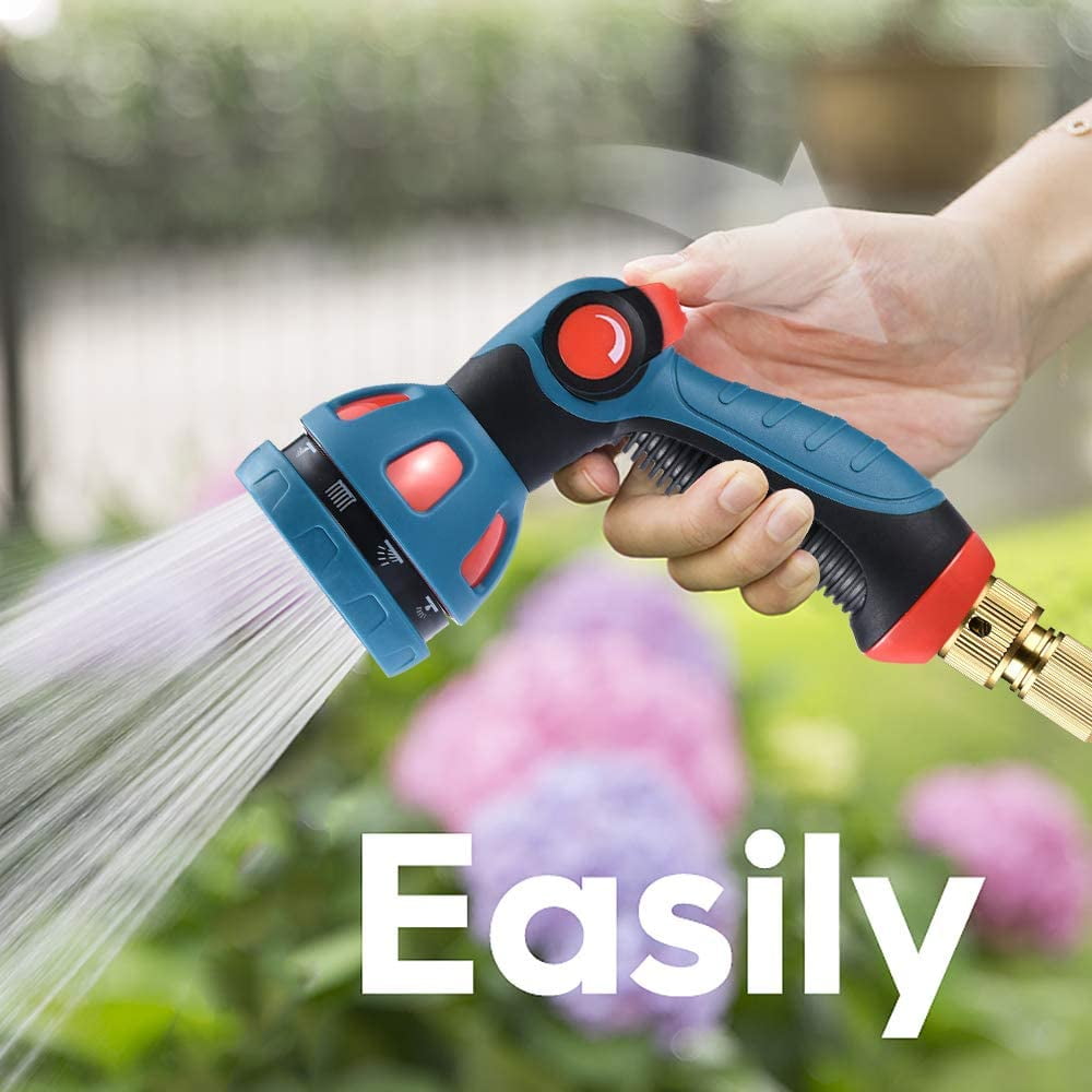 FANHAO Garden Hose Spray Nozzle - 10 Adjustable Patterns Metal High Pressure Hose Nozzle with Thumb Control Design, Hose Sprayer for Garden & Lawns Watering, Cleaning, Pets & Car Washing