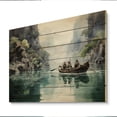 thumbnail image 2 of Designart "Boat Navigating Hidden Waterways in Vietnam II" Vietnam Print on Natural Pine Wood, 2 of 5