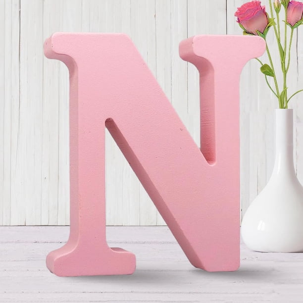 Aocean Letras de madera rosa de 6.0 in, letras de madera sin terminar para decoración de pared, letras decorativas de pie, tablero de letrero para manualidades, decoración de Navidad, proyectos de fie