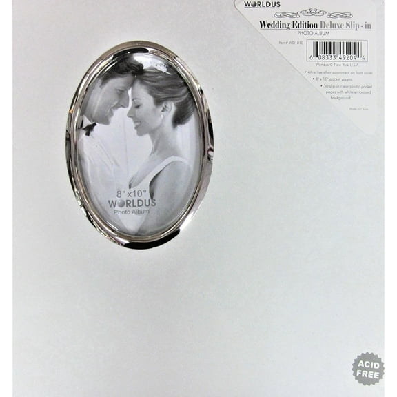 Cakvweoh Wedding 8" x 10" White Oval Opening on Cover Photo Album, Holds 30