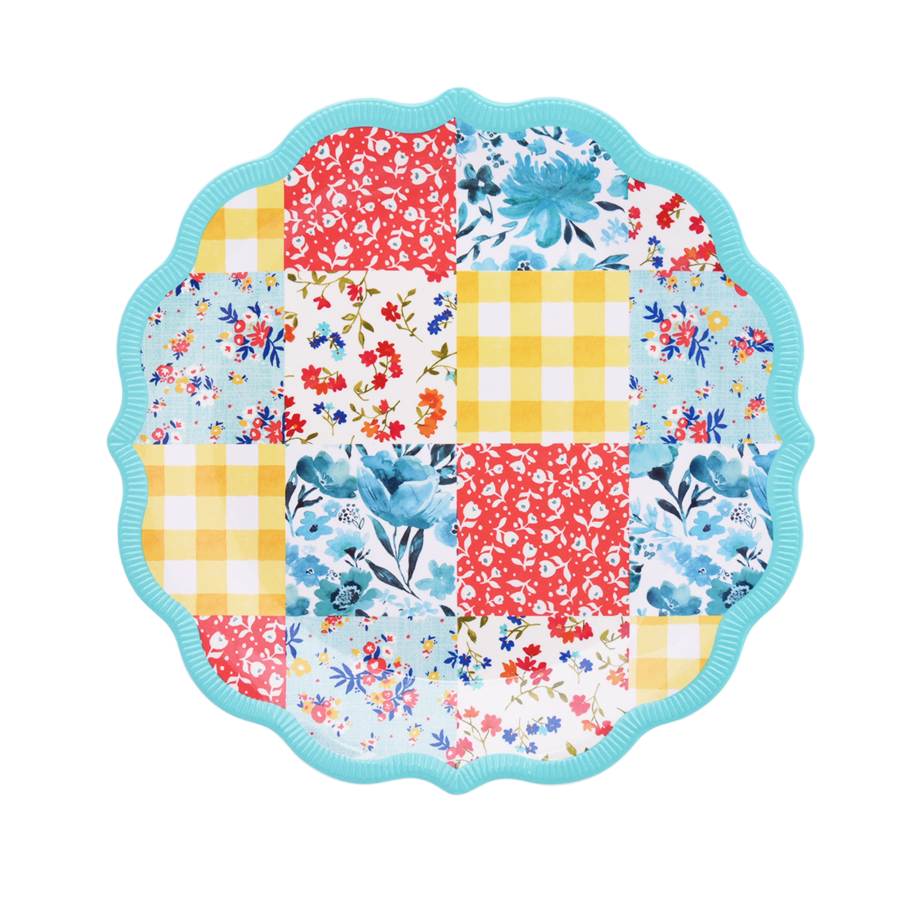 The Pioneer Woman Patchwork Medley Melamine Dinner Plate, Teal