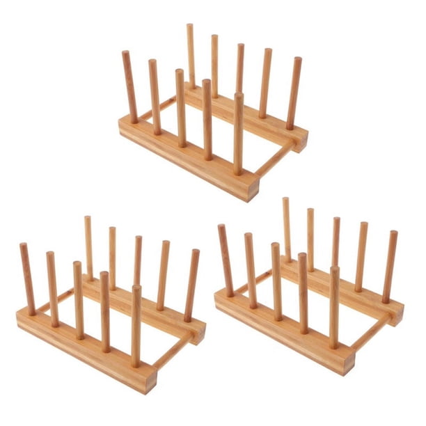 3X Estante de Soporte de de Madera Sostenedor Escurridor de Exposicion de Raza de Cocina de