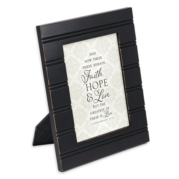 Cottage Garden Faith Hope and Love Black Beaded Board 5 x 7 Table Top and Wall Photo Frame