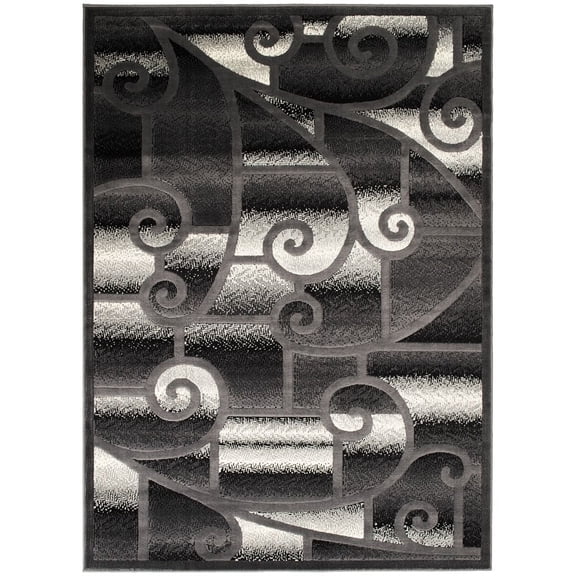 Handcraft Rugs-Modern Contemporary Living Room Rugs-Abstract Carpet with Geometric Swirls Pattern-Black/White/Gray/Ivory (5x7 feet)