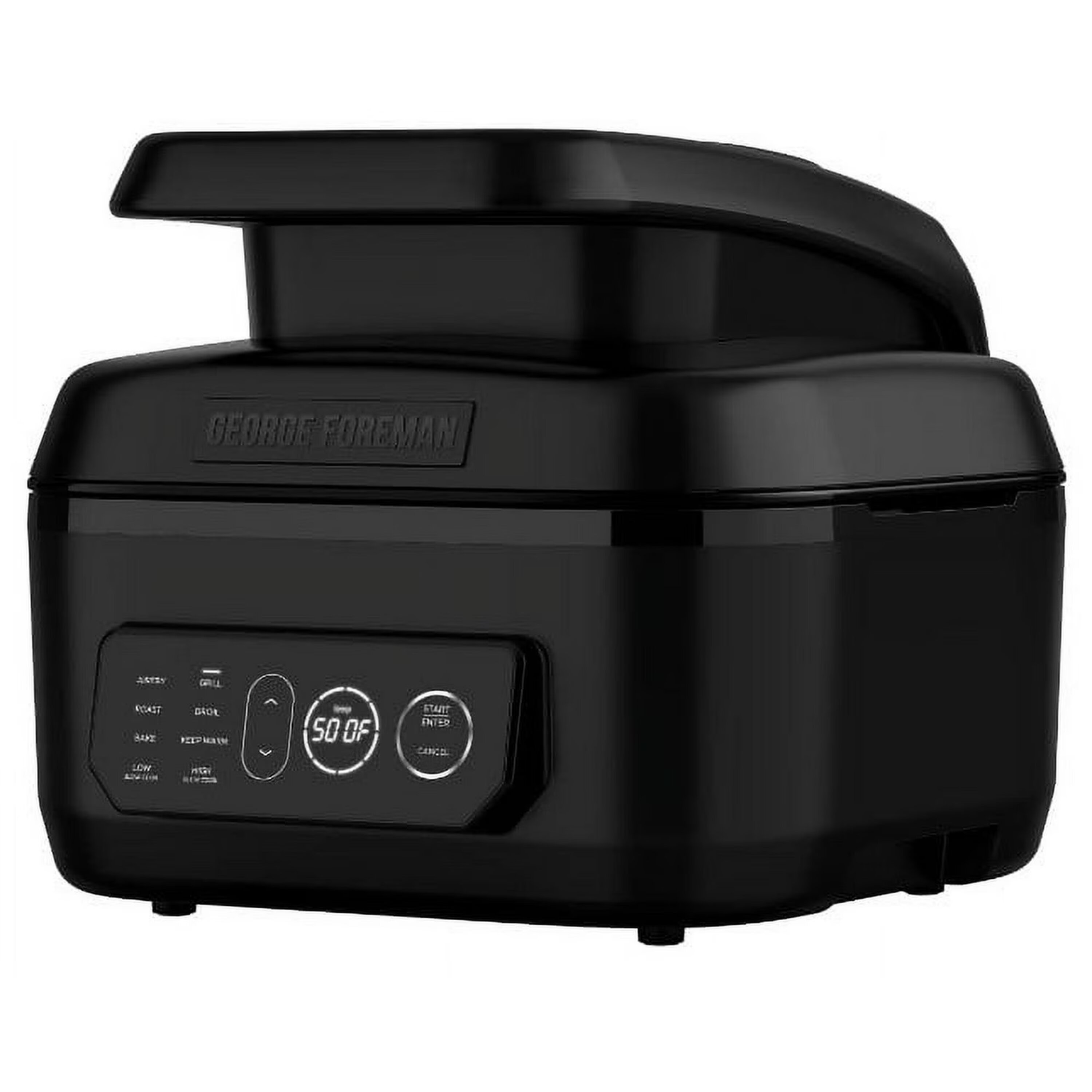 George Foreman Electric 7‑Serving Indoor Grill & Air Fryer, 6‑Qt 7‑in‑1 Multi‑Function Cooker with 360° Rapid Heating and Dual‑Heat Technology, Black