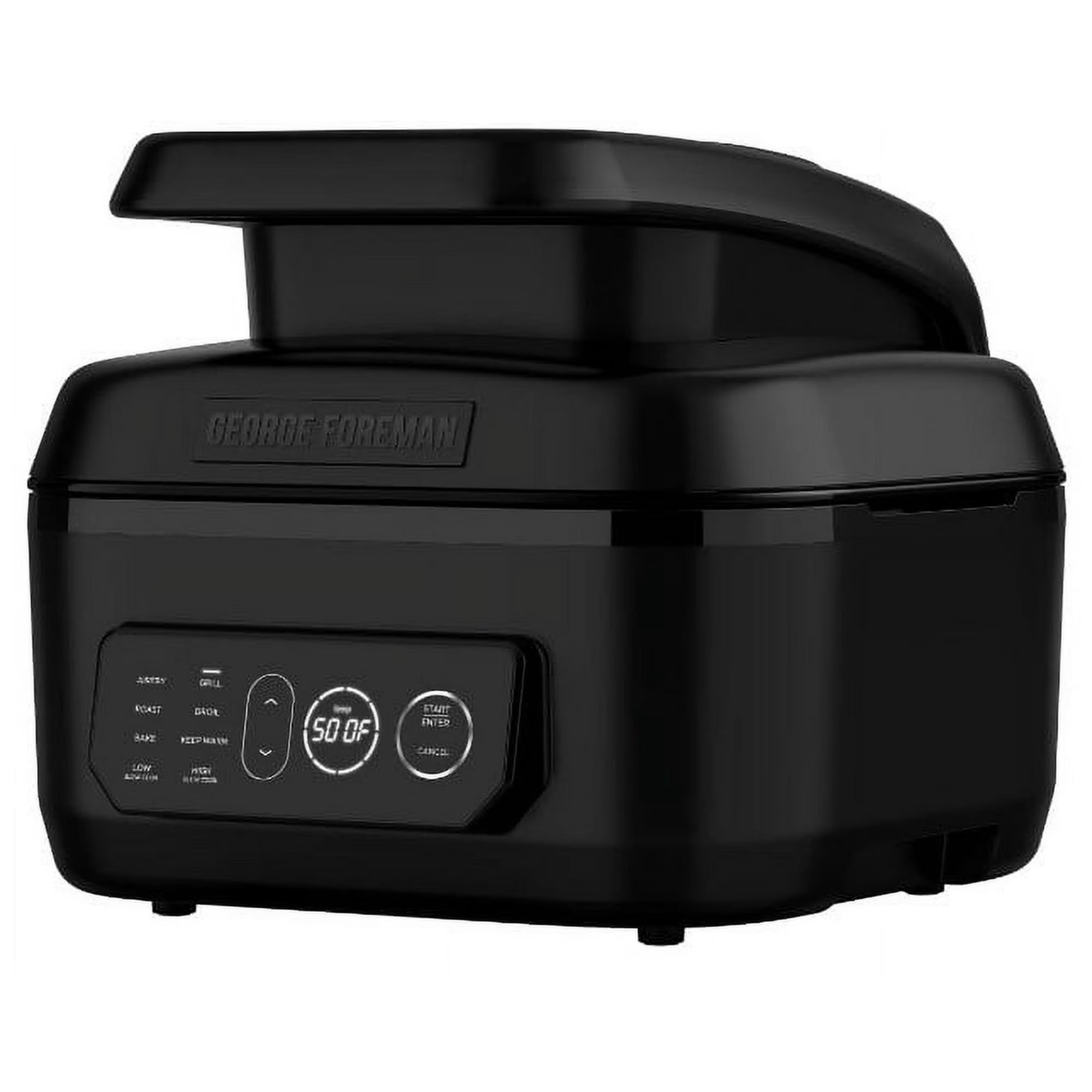 George Foreman Electric 7‑Serving Indoor Grill & Air Fryer, 6‑Qt 7‑in‑1 Multi‑Function Cooker with 360° Rapid Heating and Dual‑Heat Technology, Black