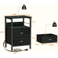 thumbnail image 3 of Nightstand Set of 2, Black Oak, with Charging Station and USB Ports, Side Tables with 2 Fabric Drawers, Bedside Tables with Storage Shelf & Hooks, for Living Room/Bedroom, 3 of 14