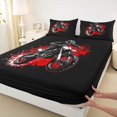 thumbnail image 3 of Homewish Dirt Bike 3pcs Twin Sheet Sets For Boys Girls,Abstract Red Splash Twin Fitted Sheet,Geometric Honeycomb Breathable Flat Sheet,Super Cozy Room Decor, 3 of 7