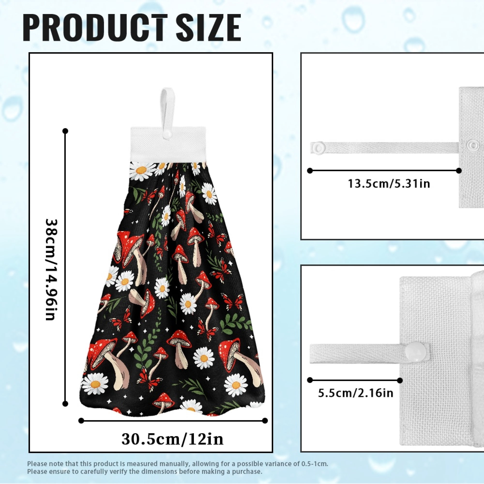 SEANATIVE Mushroom Hand Towels for Bathroom Decorative Set of 3 Aesthetic Hanging Hand Towels for Kitchen Machine Washable Dry Towel Quick Dry Tie Towel with Hanging Loops