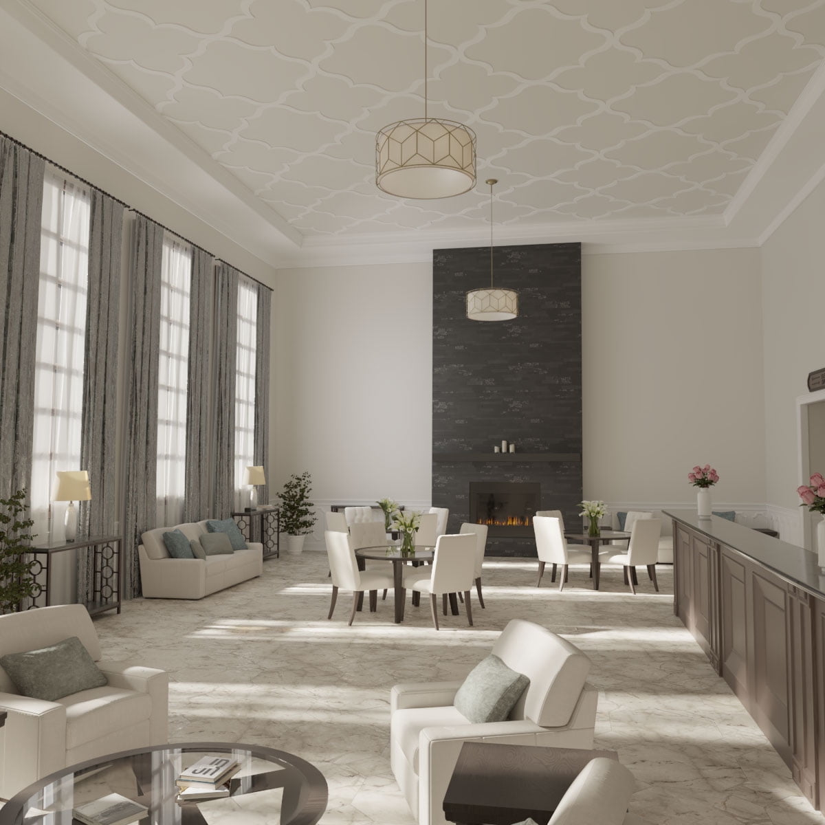 Ekena Millwork 66 5/6"W x 66 5/6"H x 3/8"T Large May Decorative Fretwork Ceiling Panels in Architectural Grade PVC
