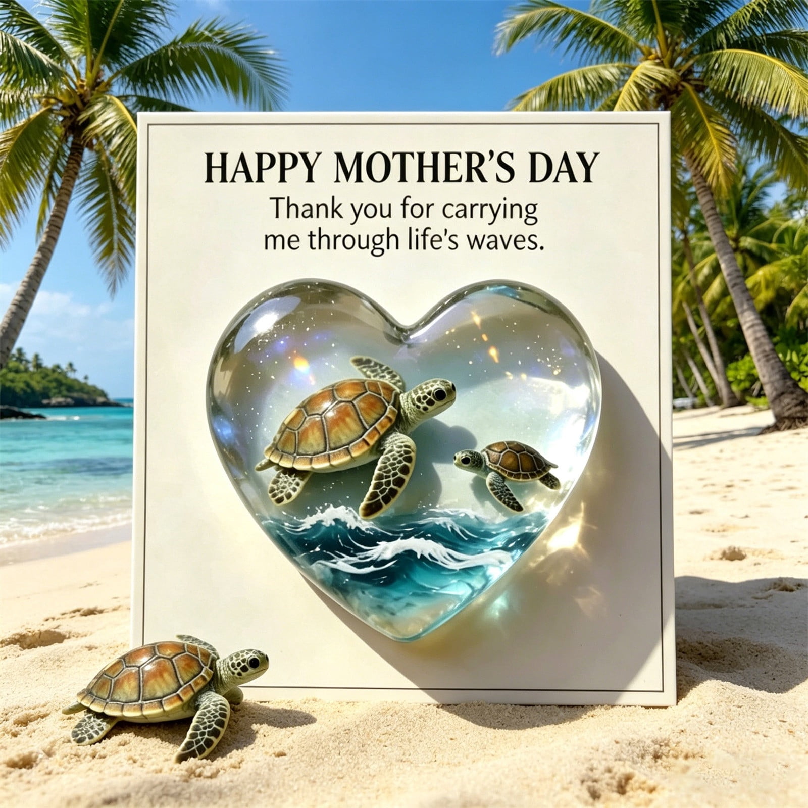 10Pcs Mothers Day Gift Card Holder, Fufafayo Mother's Day Gift Card Holder, Themed Pocket Gift Card Decoration, Sea Turtle Greeting Card Envelope for Birthday Wedding Celebration, Cute Gift Card