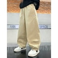 thumbnail image 4 of Happy Cherry Kids Baggy Joggers Boys Cargo Pants Hip Hop Pants Cotton Trousers Casual Sweatpants Elastic Waist Outdoor 9-10 Years Khaki, 4 of 7