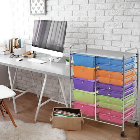 15 Drawer Rolling Storage Cart Tools Scrapbook Paper Office School