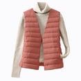 thumbnail image 2 of Xyxonk Women's Lightweight Quilted Puffer Vest V Neck Slim Fit Button Down Padded Gilet Thermal Sleeveless White Duck Down Coat Outerwear,Watermelon Red M, 2 of 8
