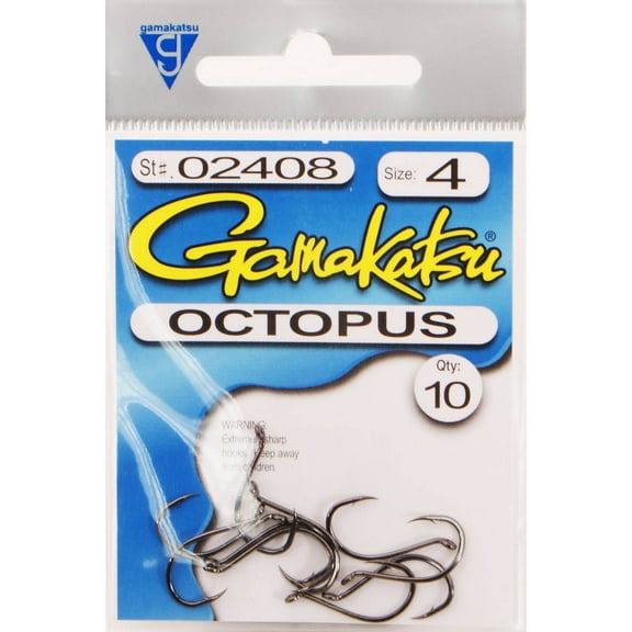 Gamakatsu 10 Pieces Black Octopus Hook, Size 4
