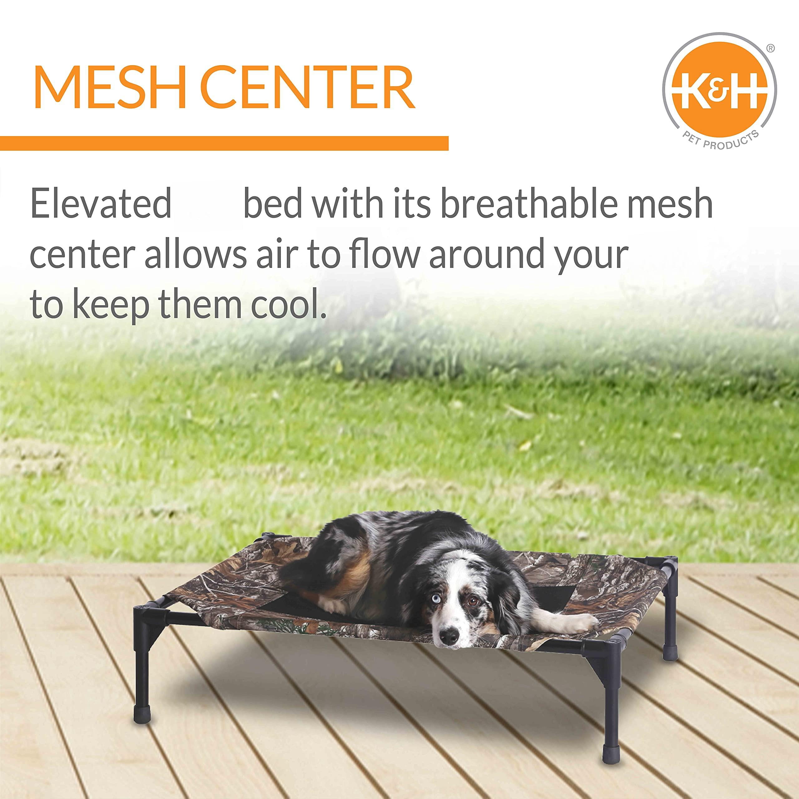 Outdoor Elevated Dog  Breathable Hammock Bed For Medium Dogs Washable Mesh Cover Raised Metal Frame Collapsible Portable - 32 X 25in Camo