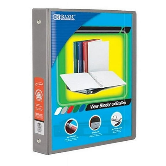 Bazic   BAZIC 1.5'' Grey 3-Ring View Binder w/2-Pockets Case of 12