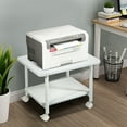 thumbnail image 3 of Topbuy 2-Tier Rolling Under Desk Printer Cart with 2 Storage Shelves Printer Stand for home office White, 3 of 6