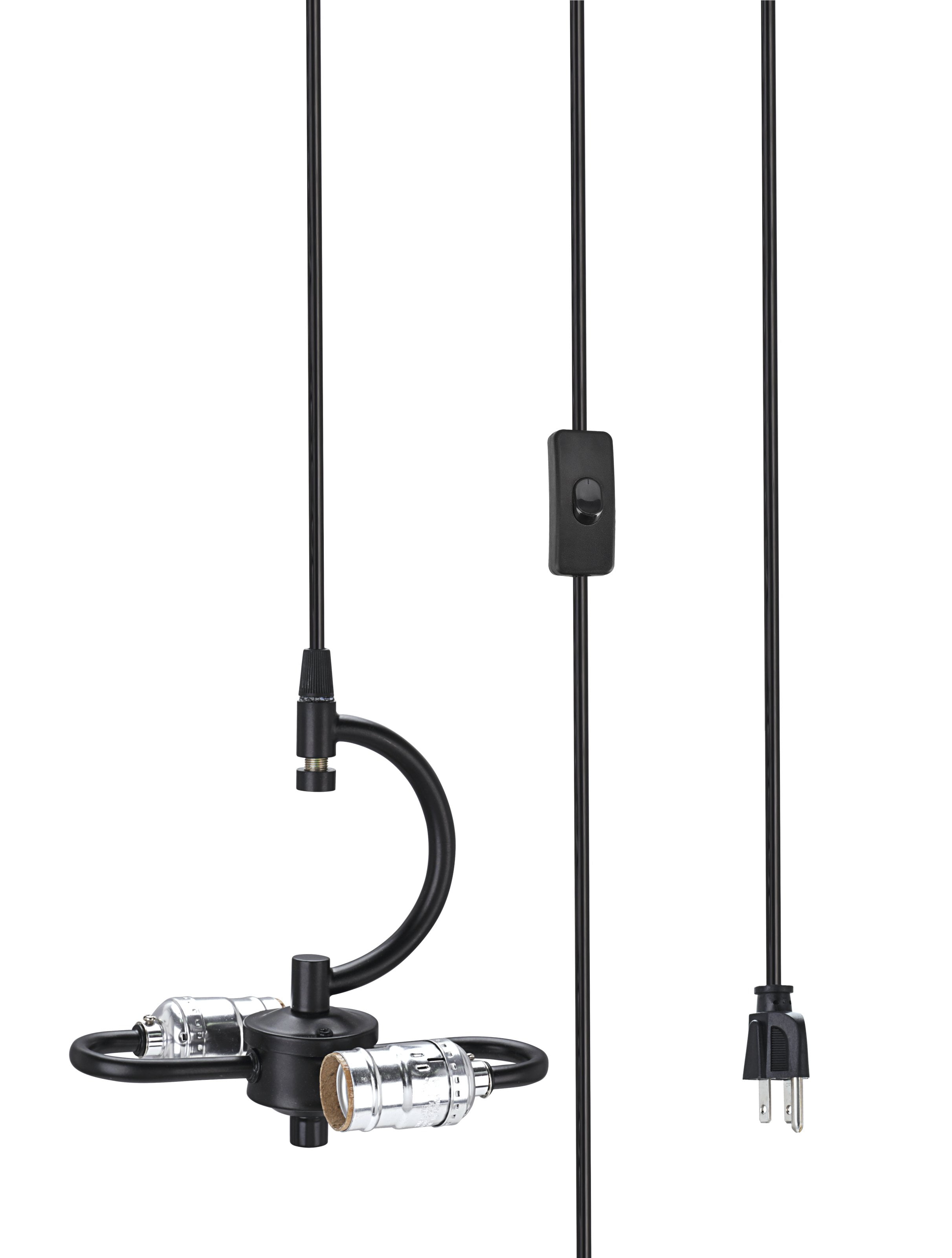Matte Black Dual Light Plug-In Swag Pendant Kit