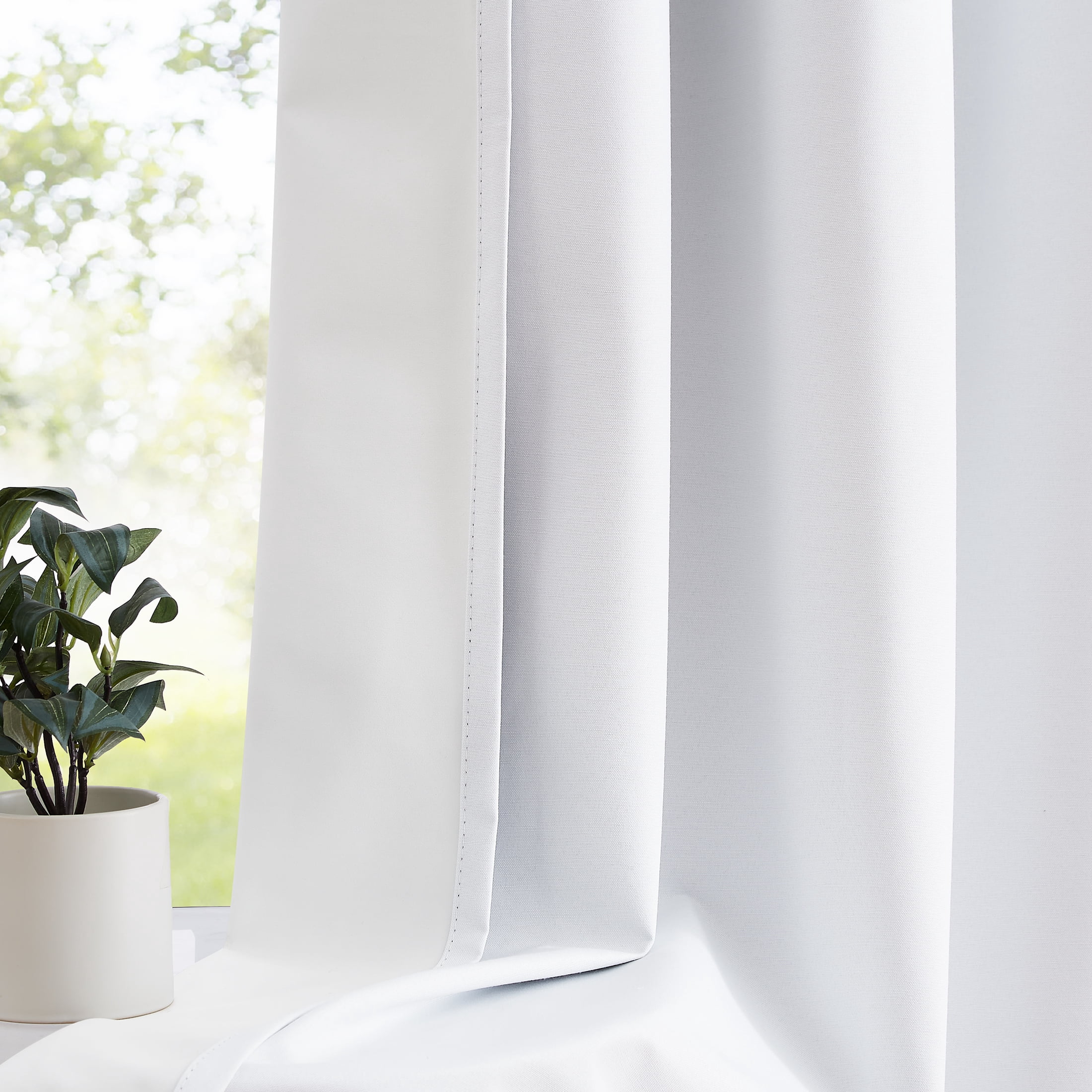 Flowpartex White Full Blackout Window Curtain Panels 2 Pcs for Bedroom Solid 2 Layers 100% Room Darkening Backtab Rod Pocket Drapes, 63"L×54"W