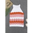 thumbnail image 4 of ABPHQTO Camiseta sin mangas de punto naranja con bloques de colores para mujer, 4 of 5