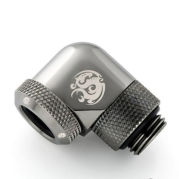 Bitspower G1/4" to Enhance Multi-Link Adapter Fitting for 12mm OD Rigid Tubing, 90 Degree Rotary, Black Sparkle