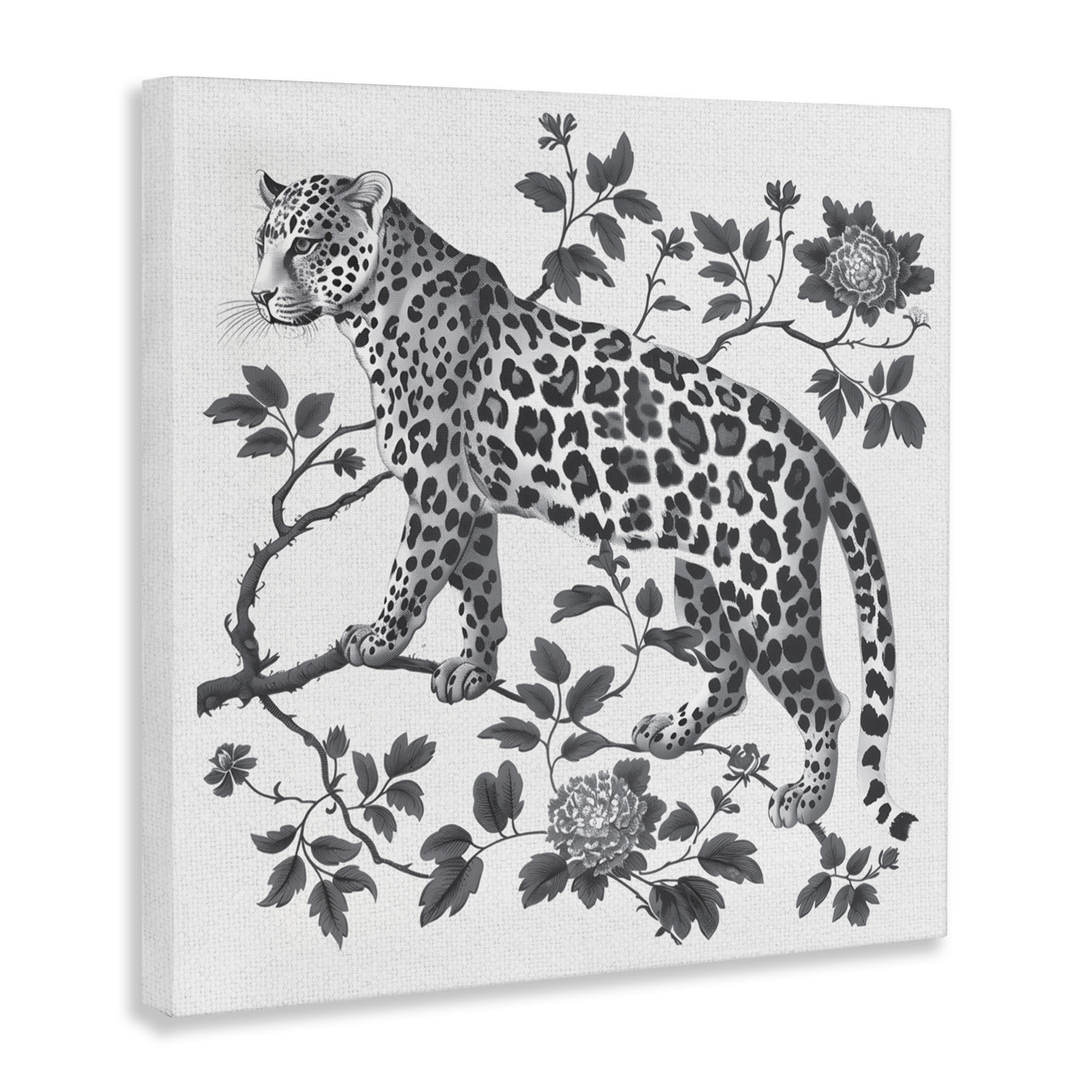 Monochrome Detail Leopard Canvas Wall Art, design by Lettered and Lined